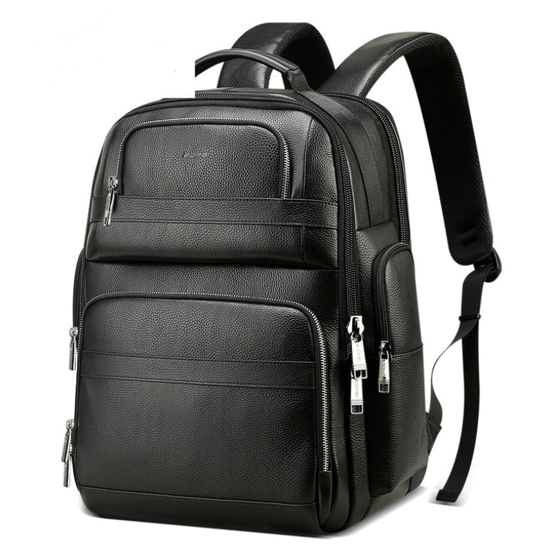 Top layer leather backpack