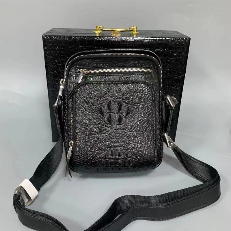 Crocodile Leather Men's Casual All-matching Crossbody Bag
