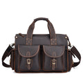 Leather men's retro portable briefcase