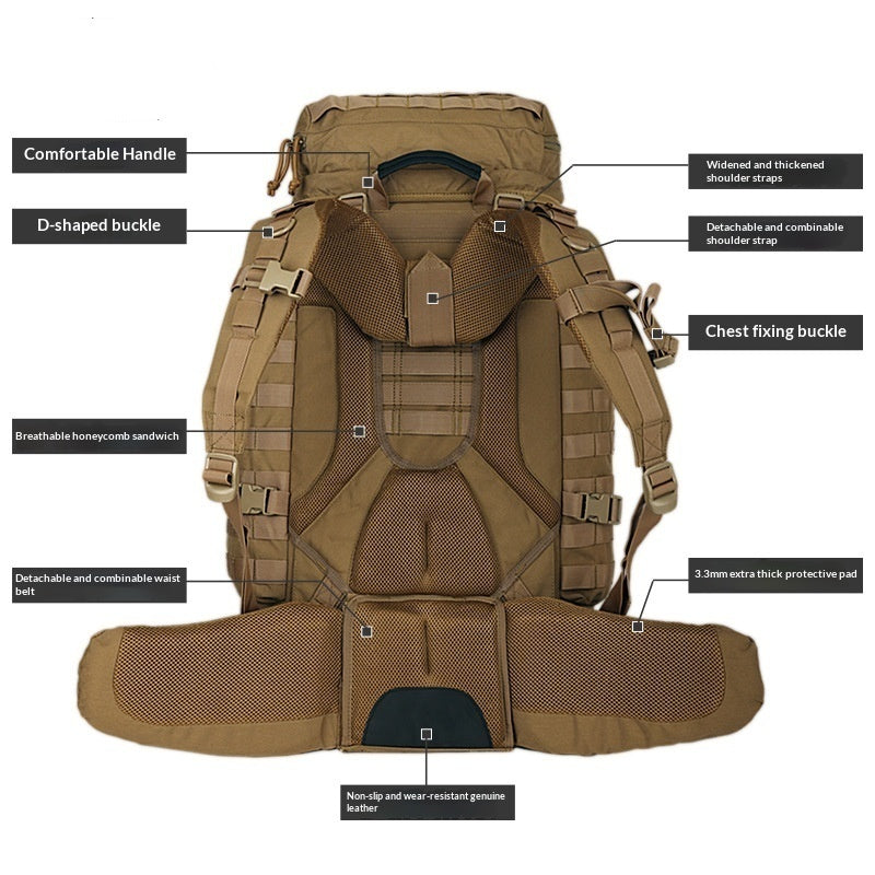 90L Heavy-Duty Large-Capacity Waterproof Dustproof Breathable Expedition Outdoor Travel Tactical Backpack