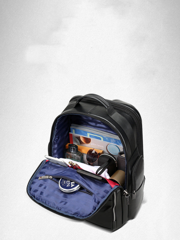 Top layer leather backpack