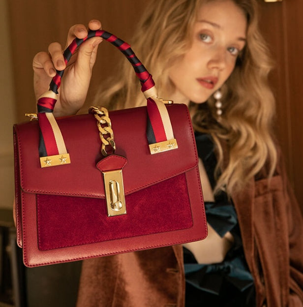 Rafistine Autumn and Winter New Fashion One-shoulder Messenger Red Female Bag Wedding Bridal Bag Portable Kelly