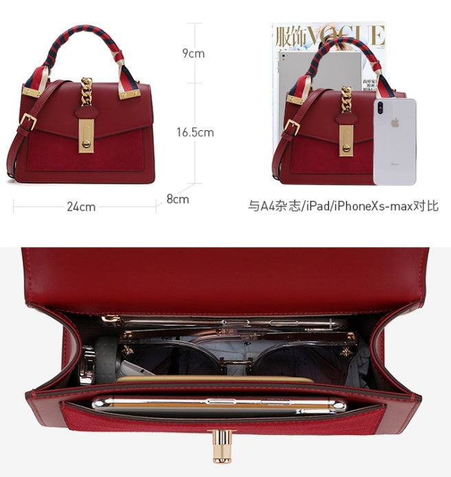 Rafistine Autumn and Winter New Fashion One-shoulder Messenger Red Female Bag Wedding Bridal Bag Portable Kelly