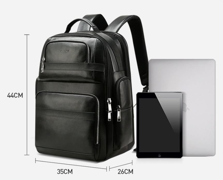 Top layer leather backpack
