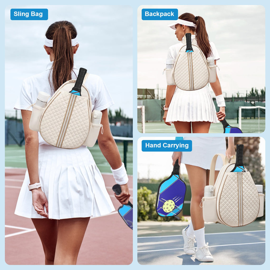2 Color Options -- Pickleball Sling Bag For Men Women Waterproof Badminton Tennis Backpack With Wet Pocket Hidden Fence Hook Machine Washable