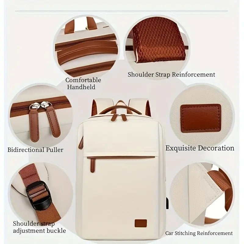 Backpack Oxford Cloth Business Computer Bag With Large Capacity, Strong And Wearable Student School Bag, Solid Color And Versatile Travel Backpack