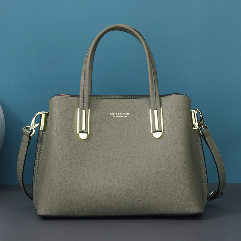 Fashion Women's Leather Black Large Capacity Messenger Bag