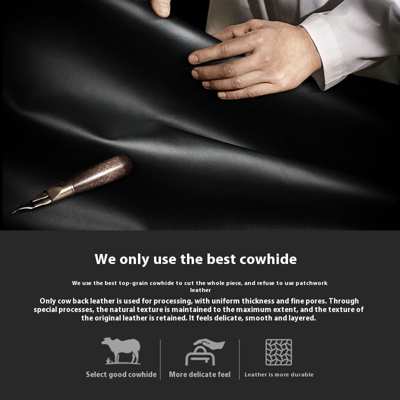 Genuine Leather Men's Commuter Backpack First Layer Cowhide