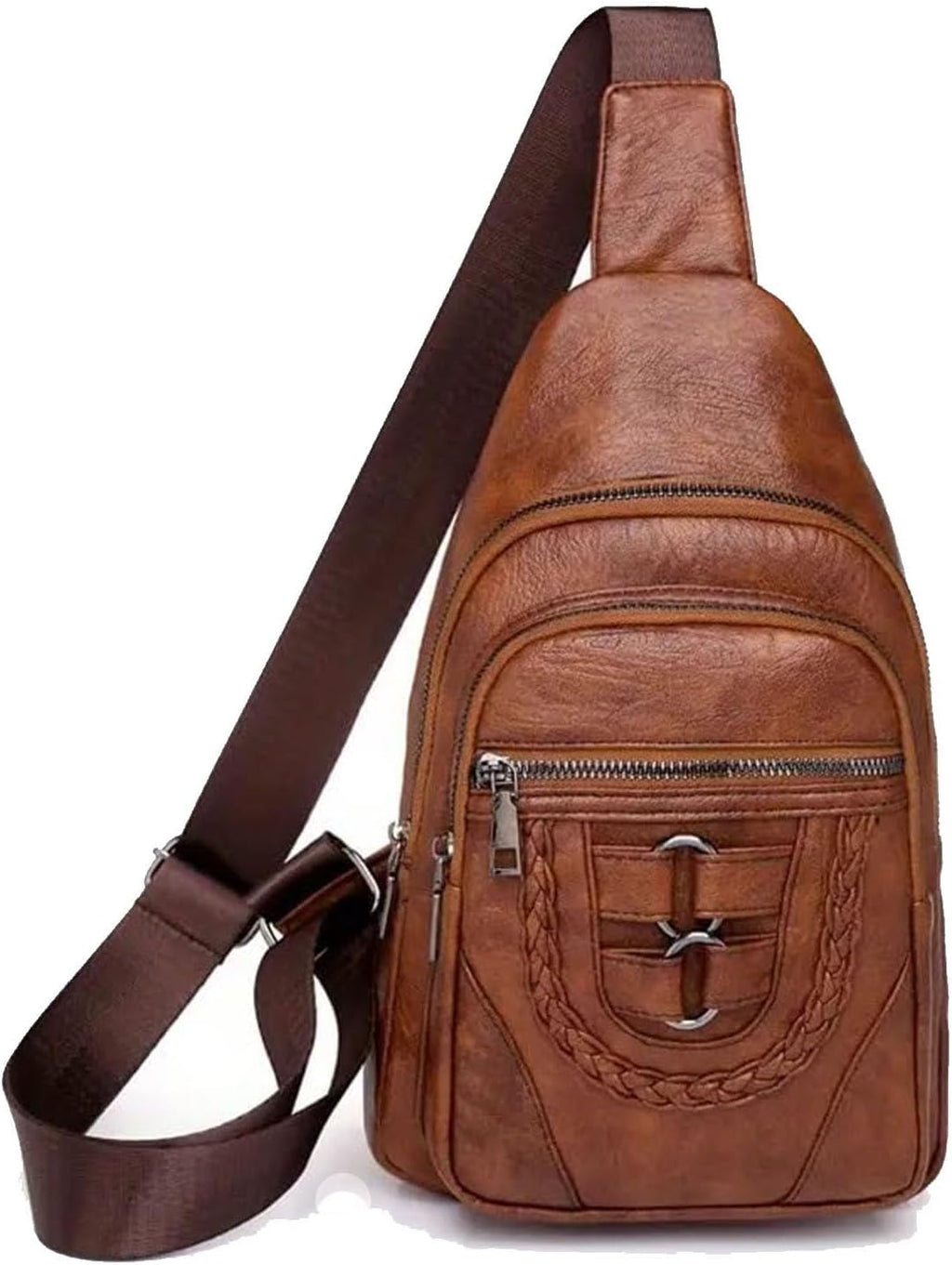Men's And Women's Retro Leather Crossbody Bag Chest Bag