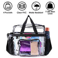 Clear Tote Bag -4-Pocket 0.4 Mm PVC Crossbody,Handbag, Adjustable Strap,  Holds 11 Lbs, Waterproof & Cold-Crack Resistant, Perfect For Concerts, Sports, School, Work