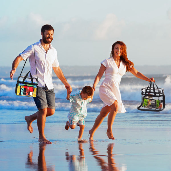 Clear Tote Bag -4-Pocket 0.4 Mm PVC Crossbody,Handbag, Adjustable Strap,  Holds 11 Lbs, Waterproof & Cold-Crack Resistant, Perfect For Concerts, Sports, School, Work