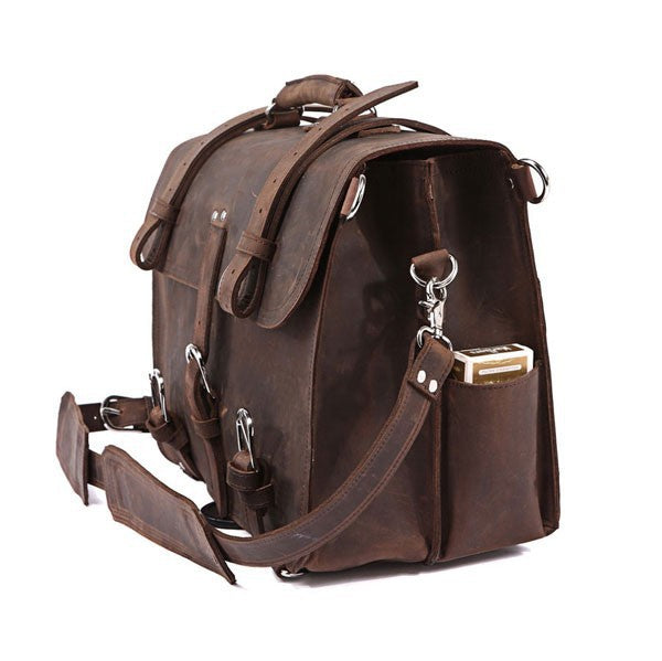 Retro Crazy Horse Leather Men's Traveling Bag