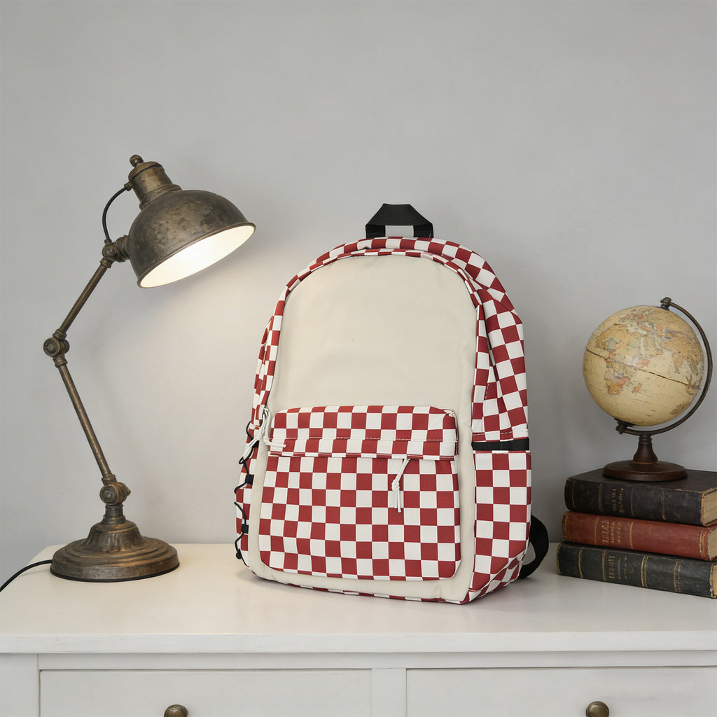 Plaid Backpack-Red