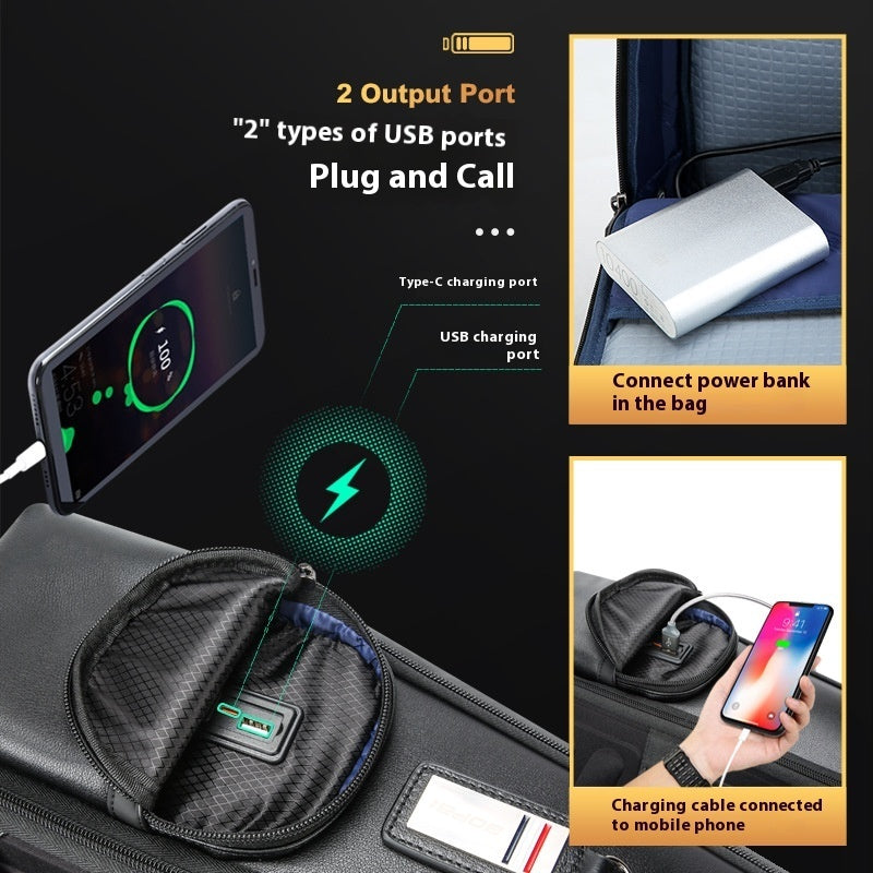 Genuine Leather Men's Commuter Backpack First Layer Cowhide