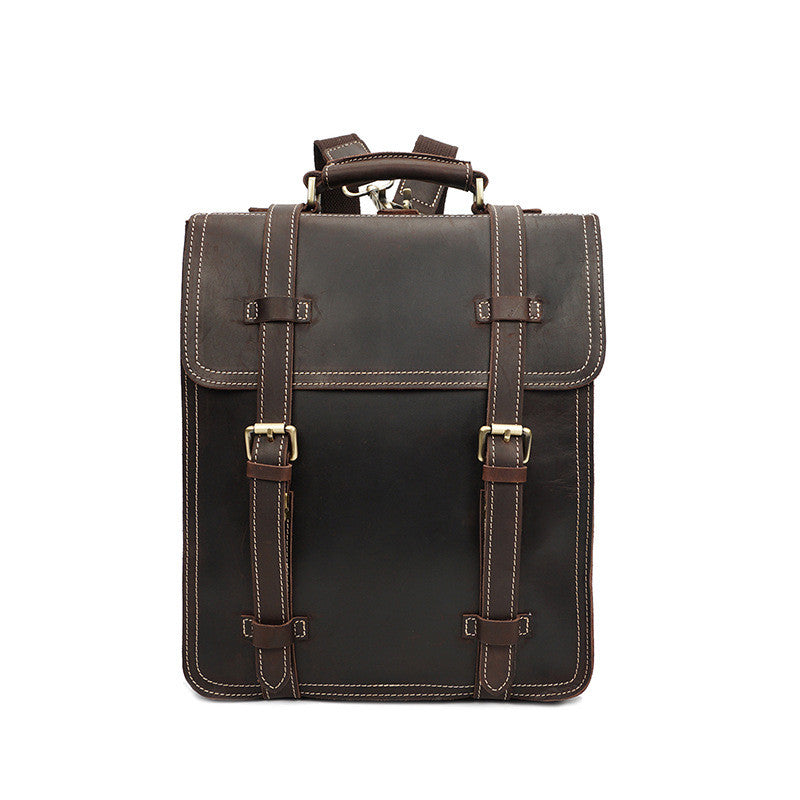 Men's Fashion Vintage Crazy Horse Leather Backpack