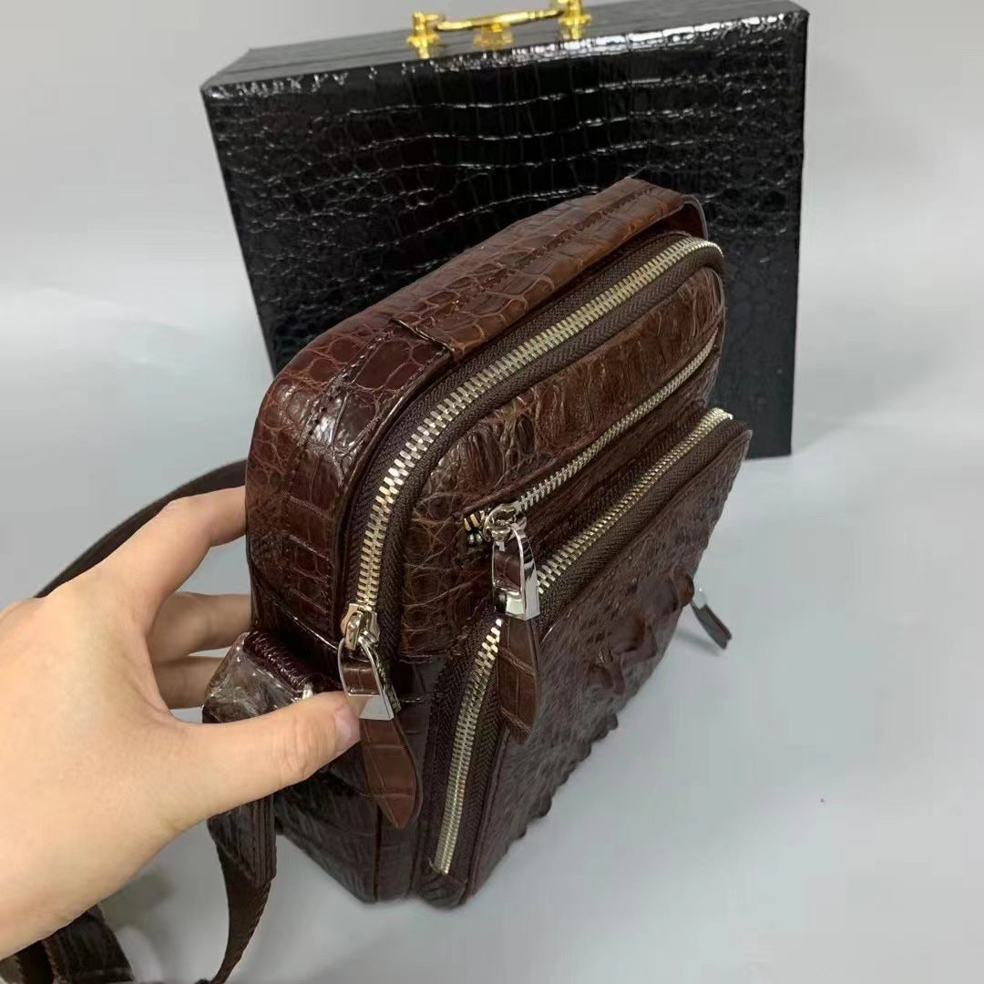 Crocodile Leather Men's Casual All-matching Crossbody Bag