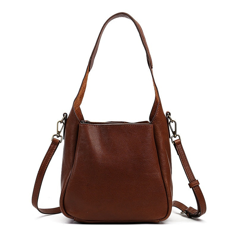 Solid Color Women's Portable Cross-body Bag First Layer Cowhide
